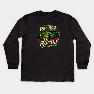 ROCKABILLY RAT ROD Kids Long Sleeve T-Shirt